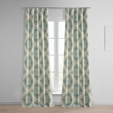 Henna Teal Emblem Room Darkening Curtain