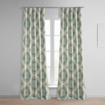 Henna Teal Emblem Room Darkening Curtain