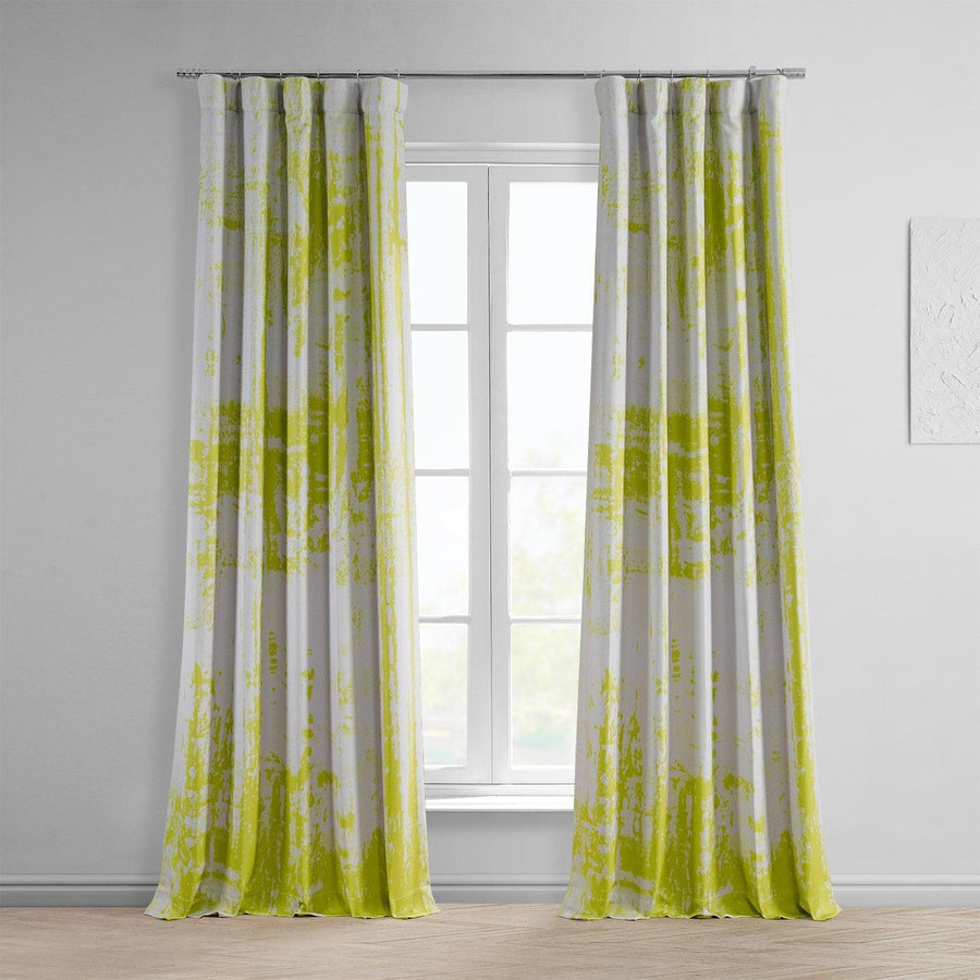 Dapple Green Printed Faux Linen Room Darkening Curtain - HalfPriceDrapes.com