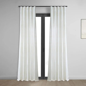 Lily White Textured Dupioni Silk Curtain - HalfPriceDrapes.com