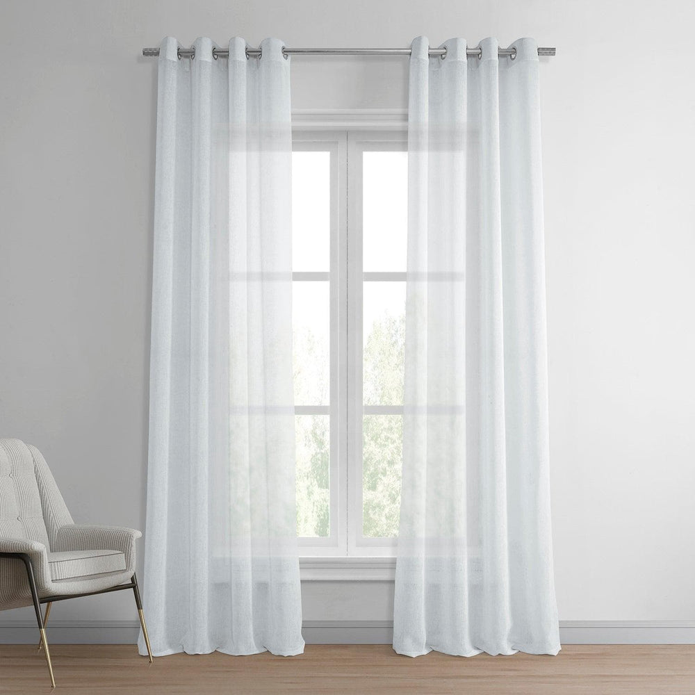 Aspen White Grommet Textured Faux Linen Sheer Curtain - HalfPriceDrapes.com