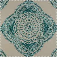 Henna Teal Printed Polyester Swatch - HalfPriceDrapes.com