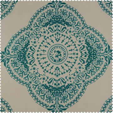 Henna Teal Printed Polyester Swatch - HalfPriceDrapes.com