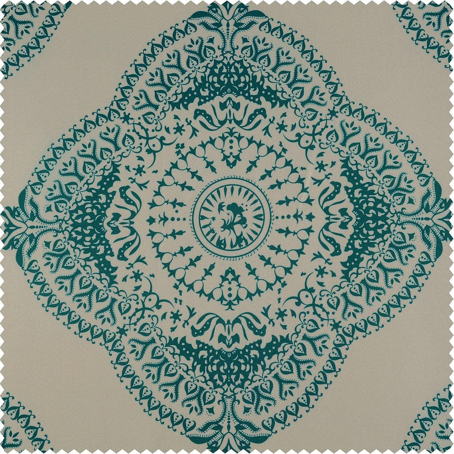 Henna Teal Printed Polyester Swatch - HalfPriceDrapes.com
