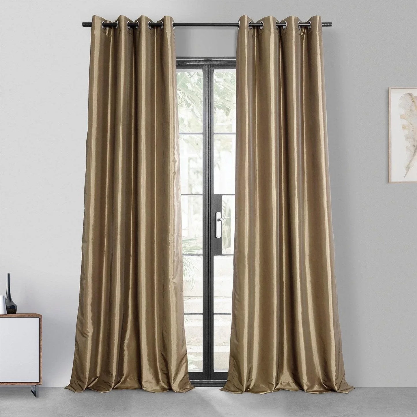 Gold Nugget Grommet Faux Silk Taffeta Blackout Curtain - HalfPriceDrapes.com