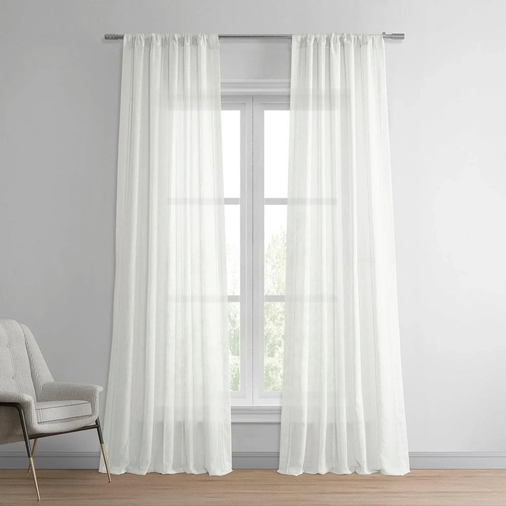 Aruba Cream Striped Linen Sheer Curtain - HalfPriceDrapes.com