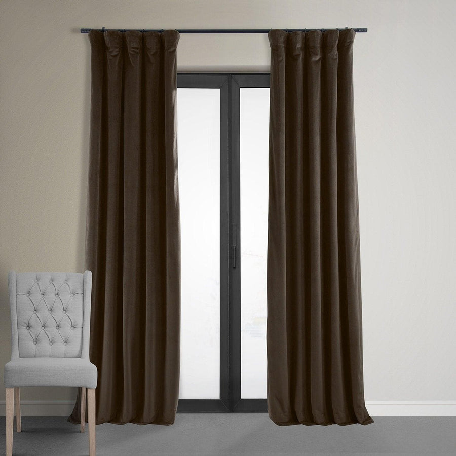 Vermilion Brown Signature Velvet Room Darkening Curtain Pair (2 Panels) - HalfPriceDrapes.com