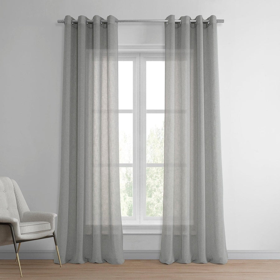 Paris Greige Grommet Textured Faux Linen Sheer Curtain - HalfPriceDrapes.com