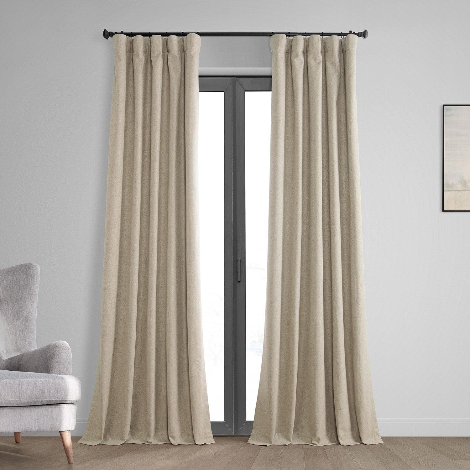 Light Tan Thermal Cross Linen Weave Blackout Curtain - HalfPriceDrapes.com