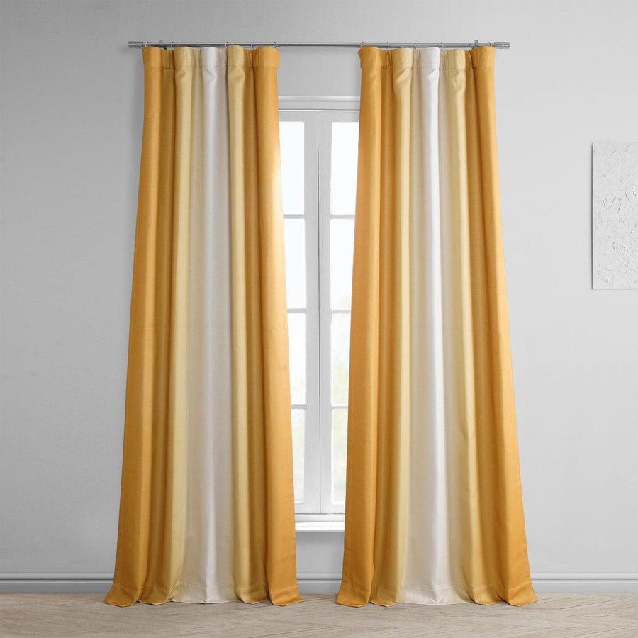 Parallel Gold Printed Faux Linen Room Darkening Curtain - HalfPriceDrapes.com