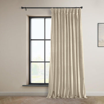 Angora Beige Extra Wide Signature Plush Velvet Hotel Blackout Curtain