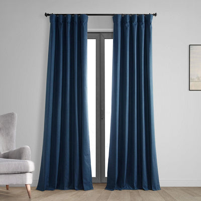 Indigo Thermal Cross Linen Weave Blackout Curtain