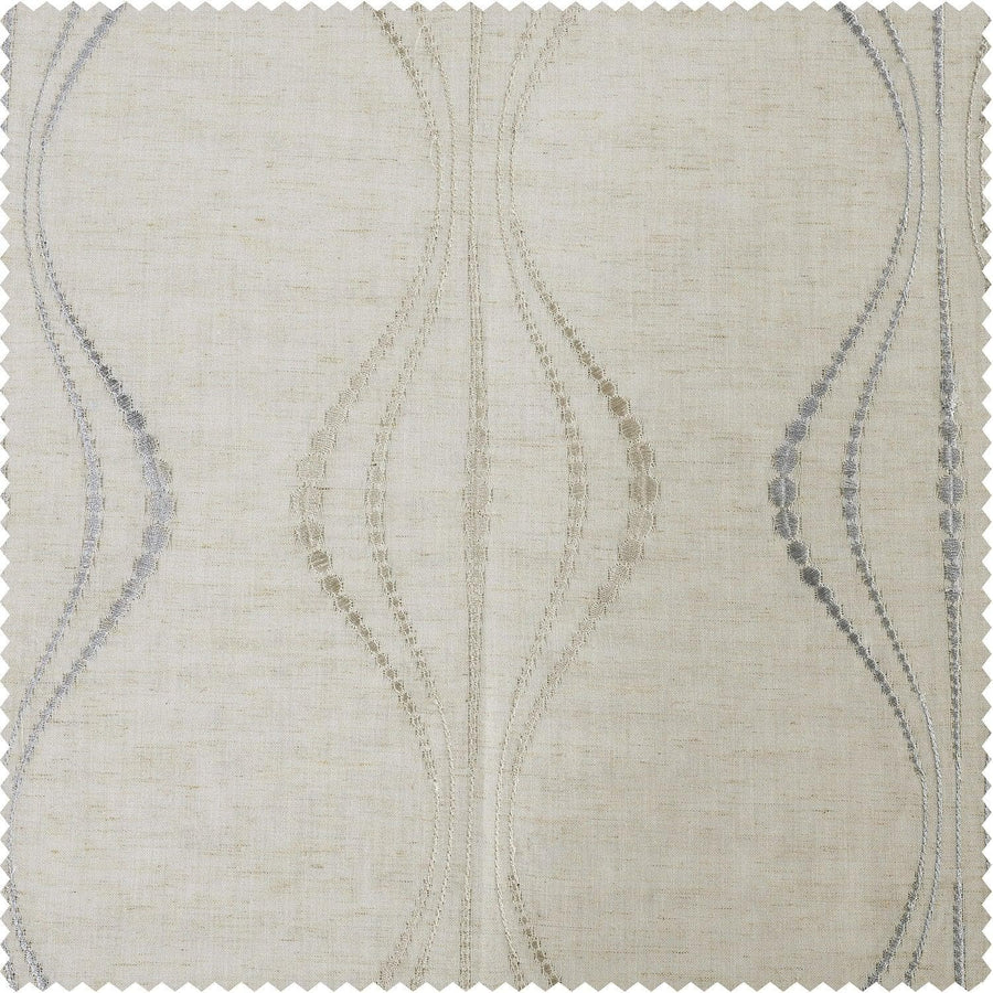 Global White Embroidered Linen Sheer Swatch - HalfPriceDrapes.com