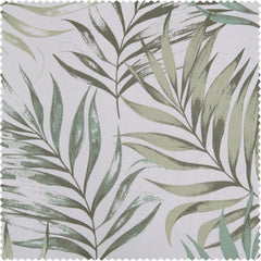 Palms Green Printed Faux Linen Room Darkening Curtain