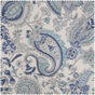 Fullbloom Blue Floral Printed Faux Linen Room Darkening Curtain