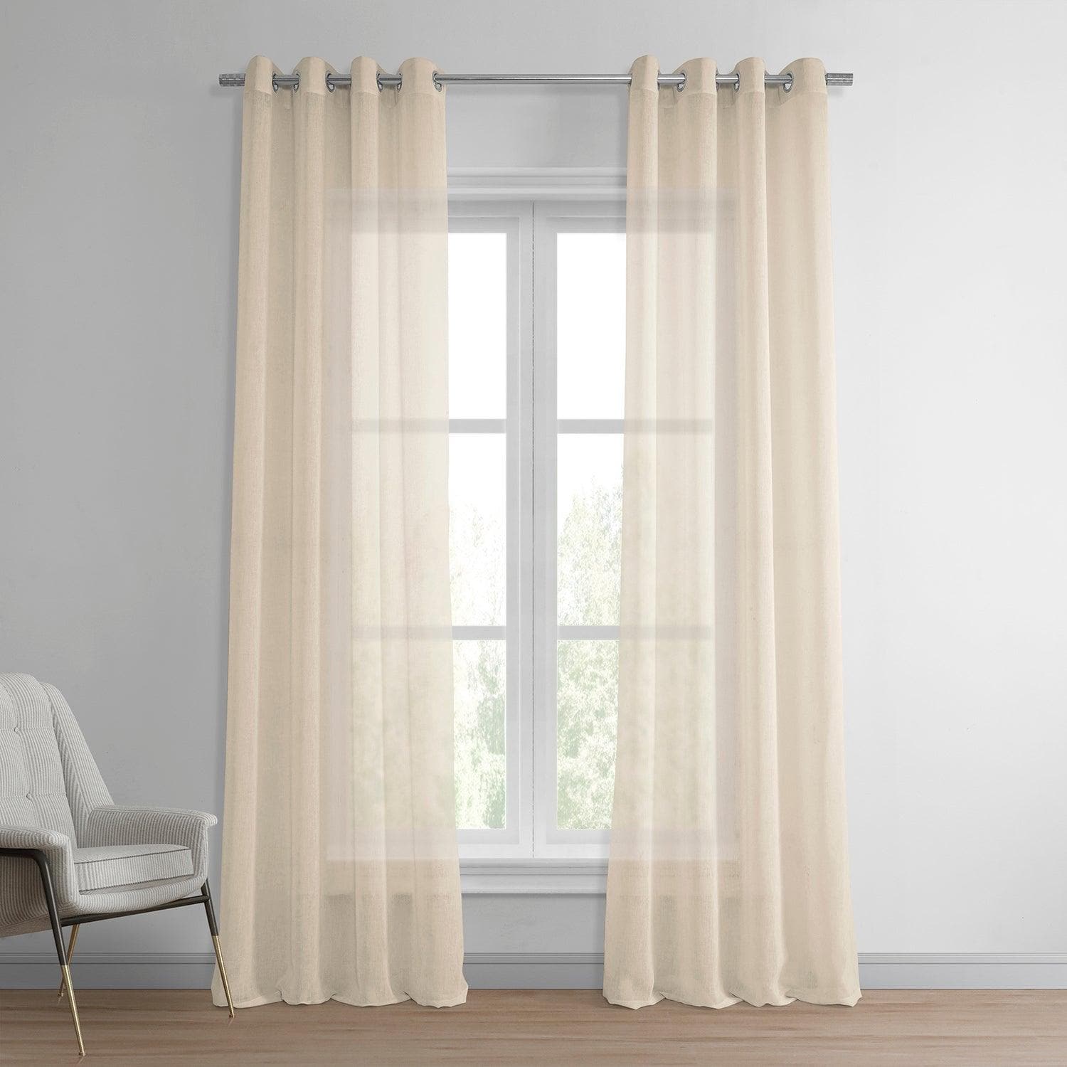 Cotton Seed Grommet Textured Faux Linen Sheer Curtain - HalfPriceDrapes.com