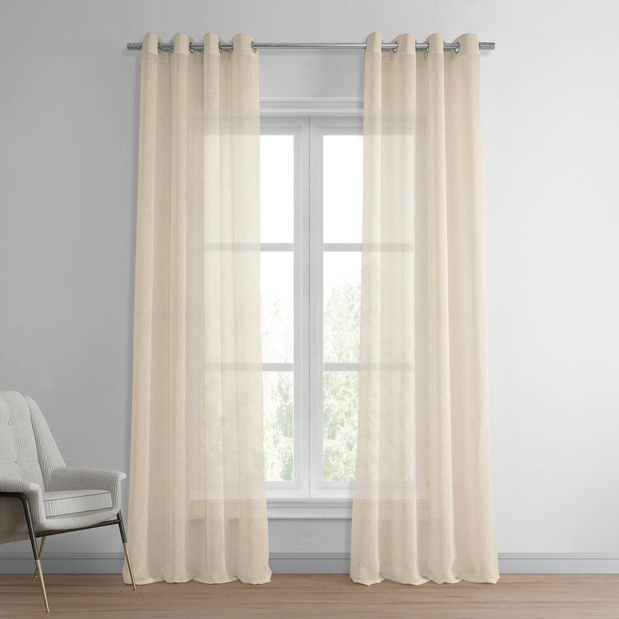 Cotton Seed Grommet Textured Faux Linen Sheer Curtain - HalfPriceDrapes.com