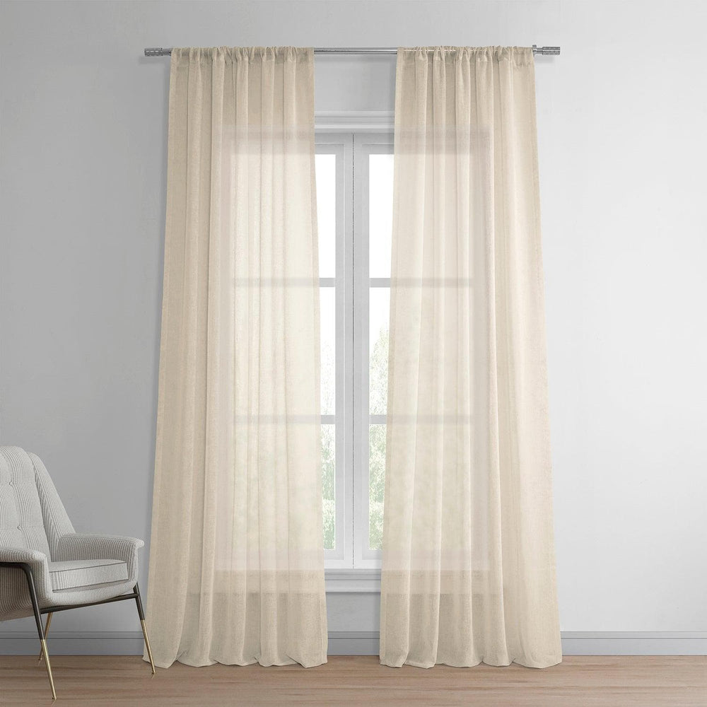 Cotton Seed Textured Faux Linen Sheer Curtain - HalfPriceDrapes.com