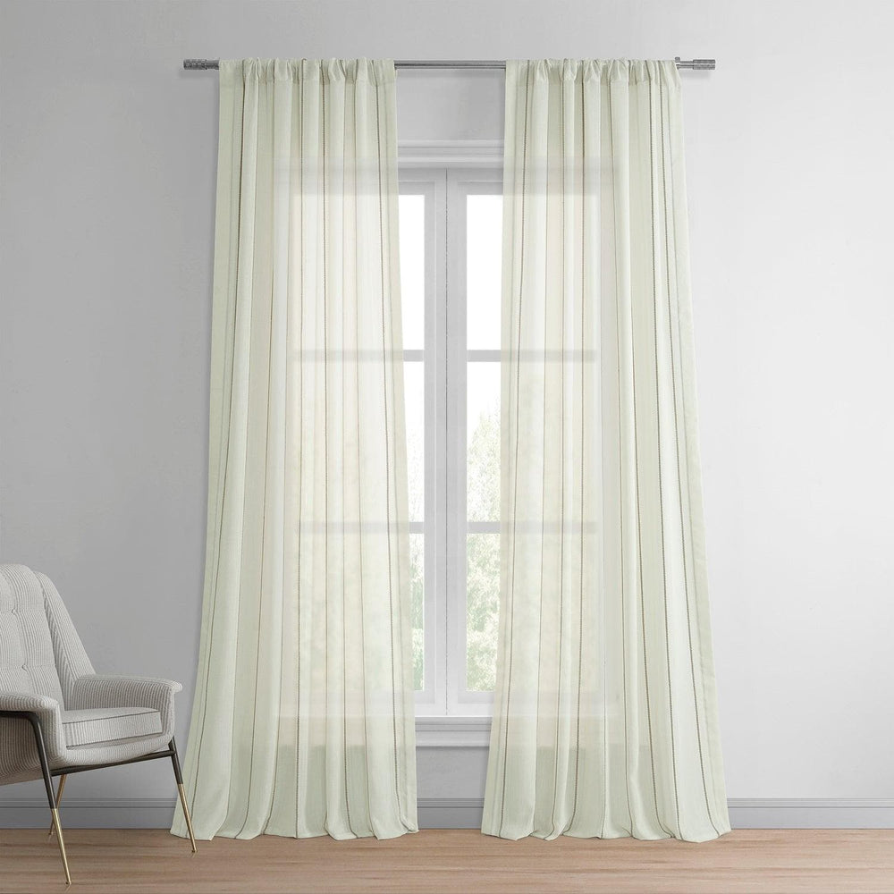 Aruba Gold Striped Linen Sheer Curtain - HalfPriceDrapes.com