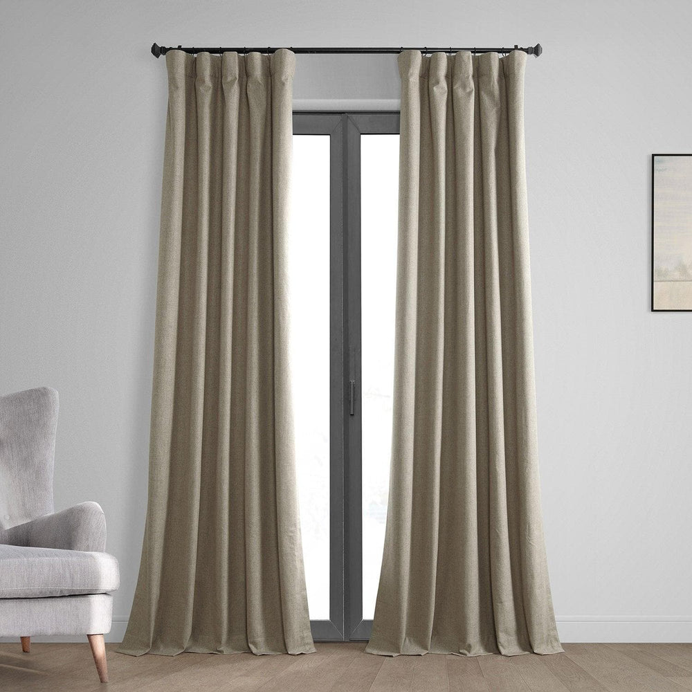 Warm Taupe Thermal Cross Linen Weave Blackout Curtain - HalfPriceDrapes.com