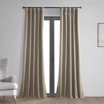 Warm Taupe Thermal Cross Linen Weave Blackout Curtain - HalfPriceDrapes.com