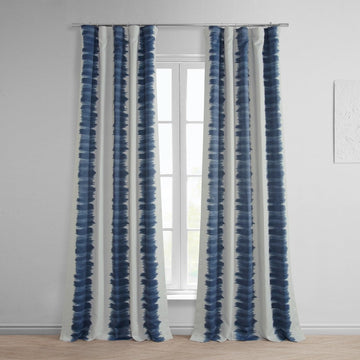 Flambe Blue Striped Room Darkening Curtain
