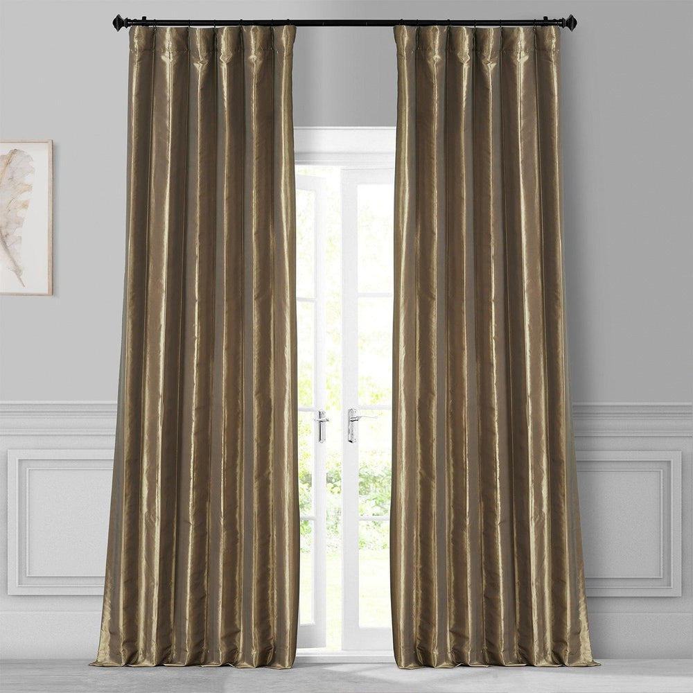 Gold Nugget Solid Faux Silk Taffeta Curtain - HalfPriceDrapes.com