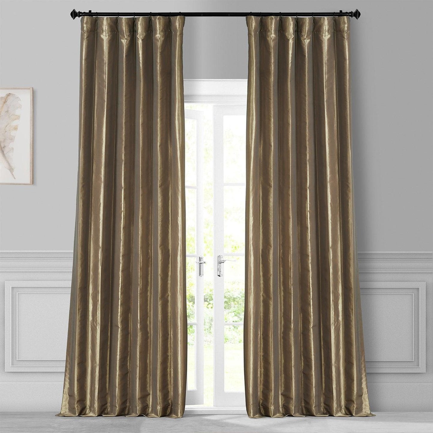 Gold Nugget Solid Faux Silk Taffeta Curtain - HalfPriceDrapes.com