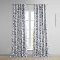 Botanic Grey Printed Faux Linen Room Darkening Curtain - HalfPriceDrapes.com