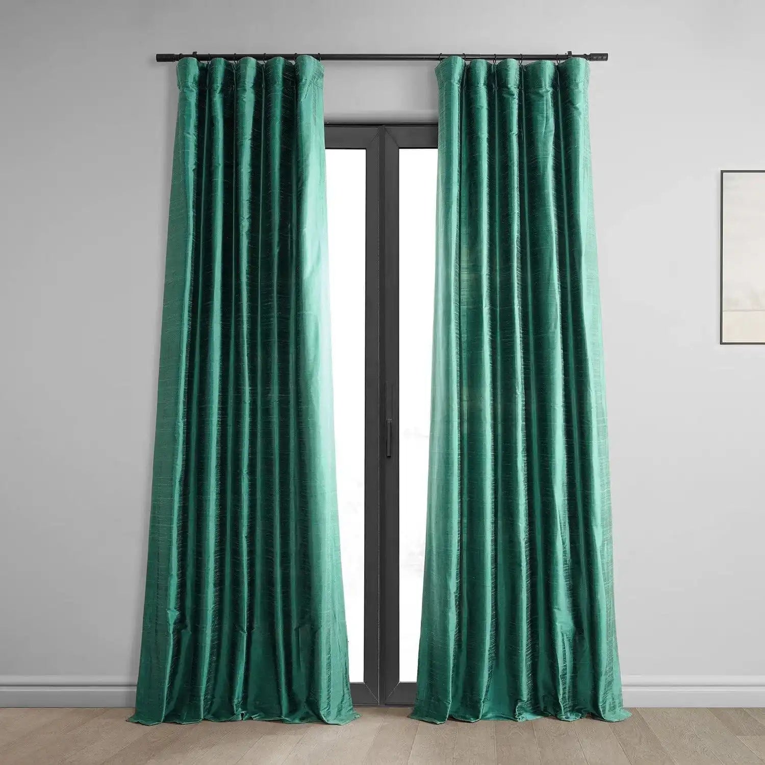 Carnival Green Textured Dupioni Silk Curtain - HalfPriceDrapes.com
