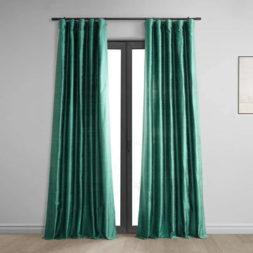 Carnival Green Textured Dupioni Silk Curtain - HalfPriceDrapes.com