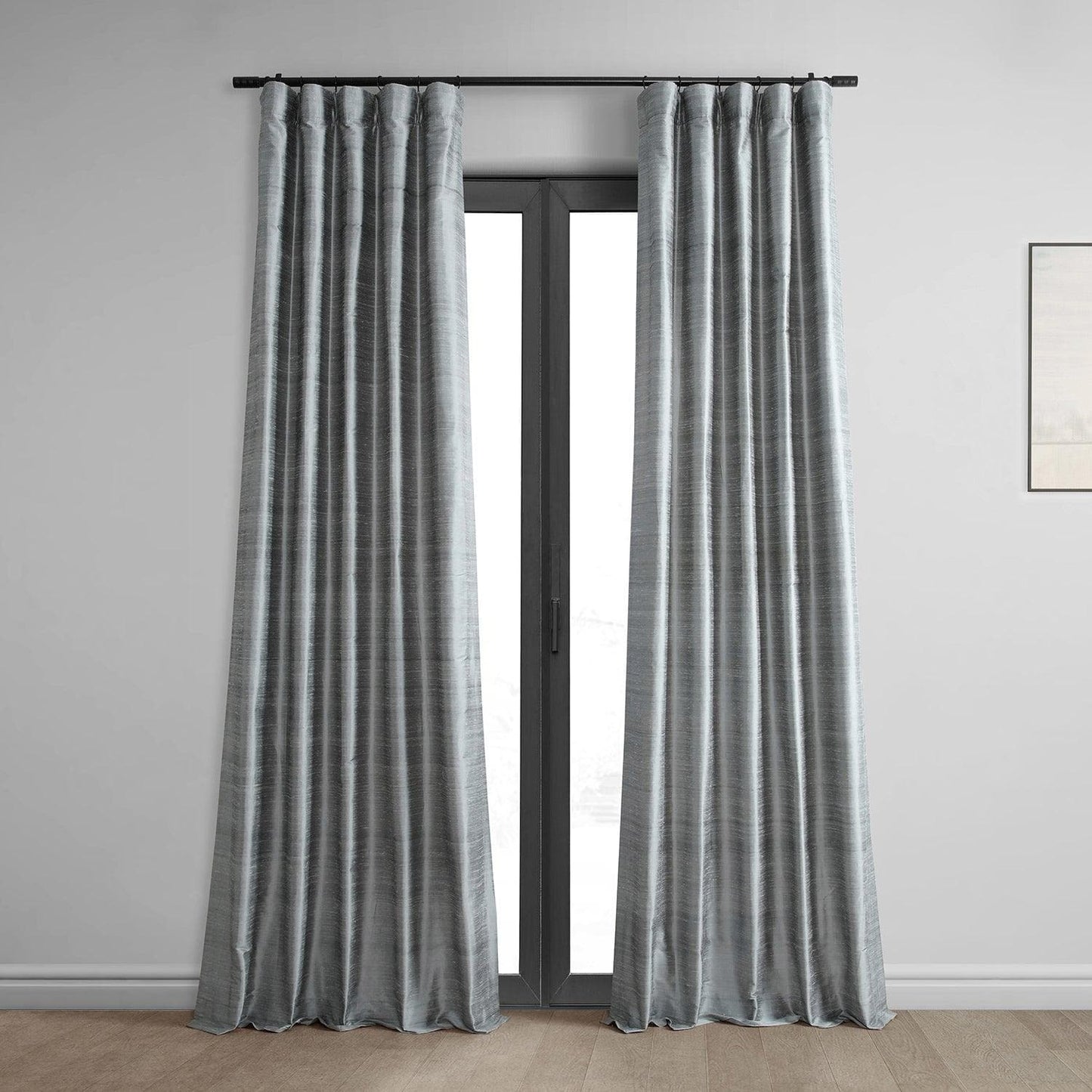 Mineral Grey Textured Dupioni Silk Curtain - HalfPriceDrapes.com