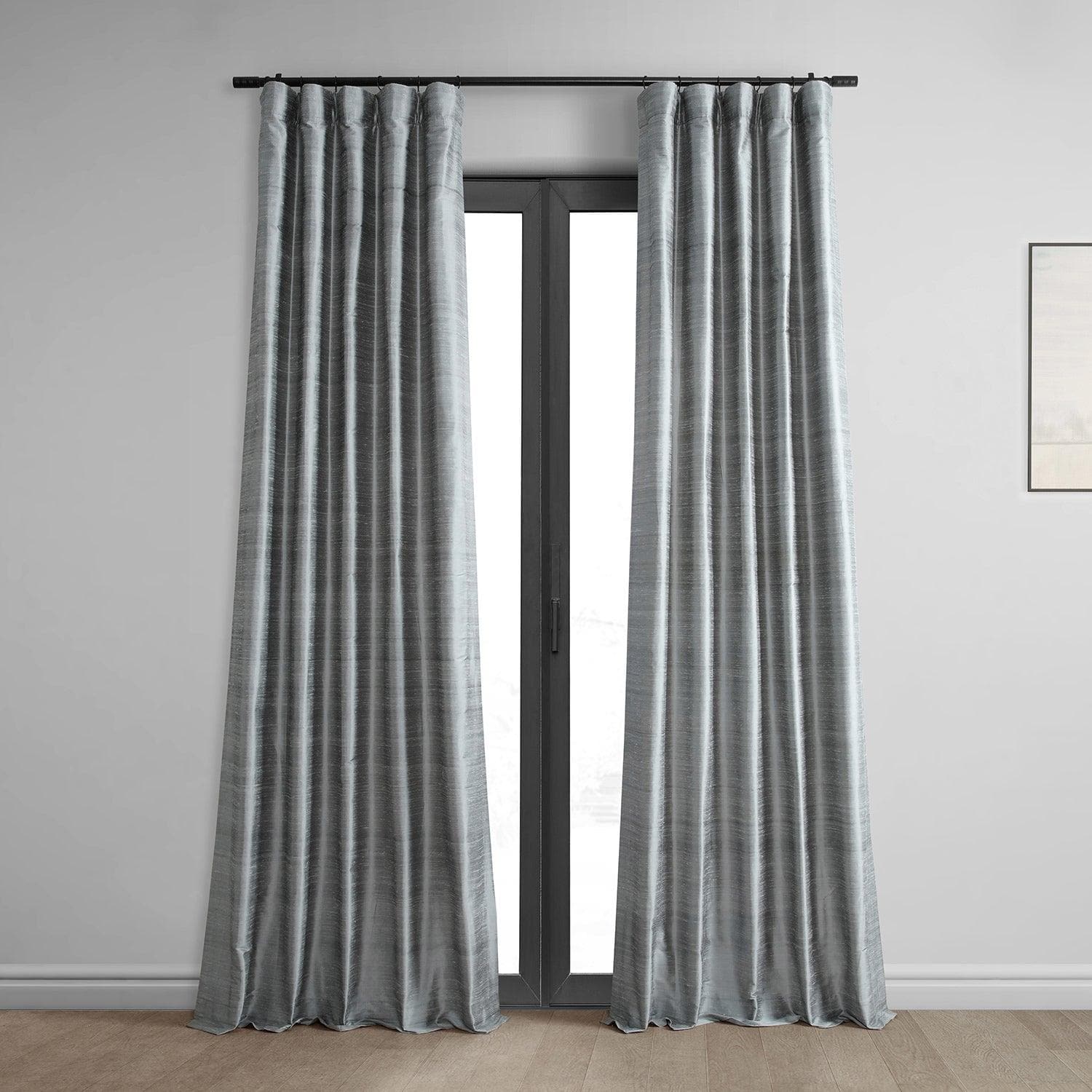 Mineral Grey Textured Dupioni Silk Curtain - HalfPriceDrapes.com