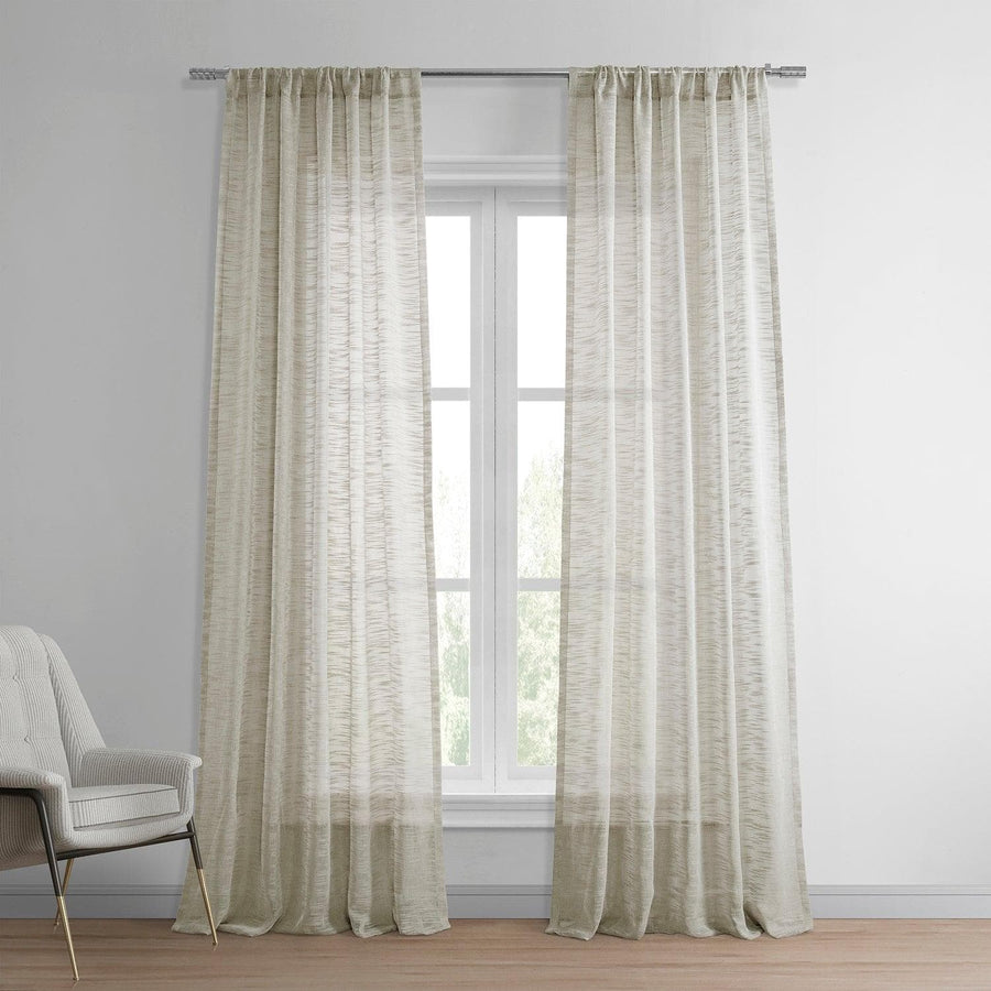 Natural Open Weave Linen Blend Sheer Curtain - HalfPriceDrapes.com