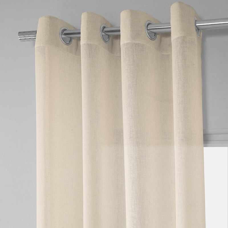 Cotton Seed Grommet Textured Faux Linen Sheer Curtain - HalfPriceDrapes.com