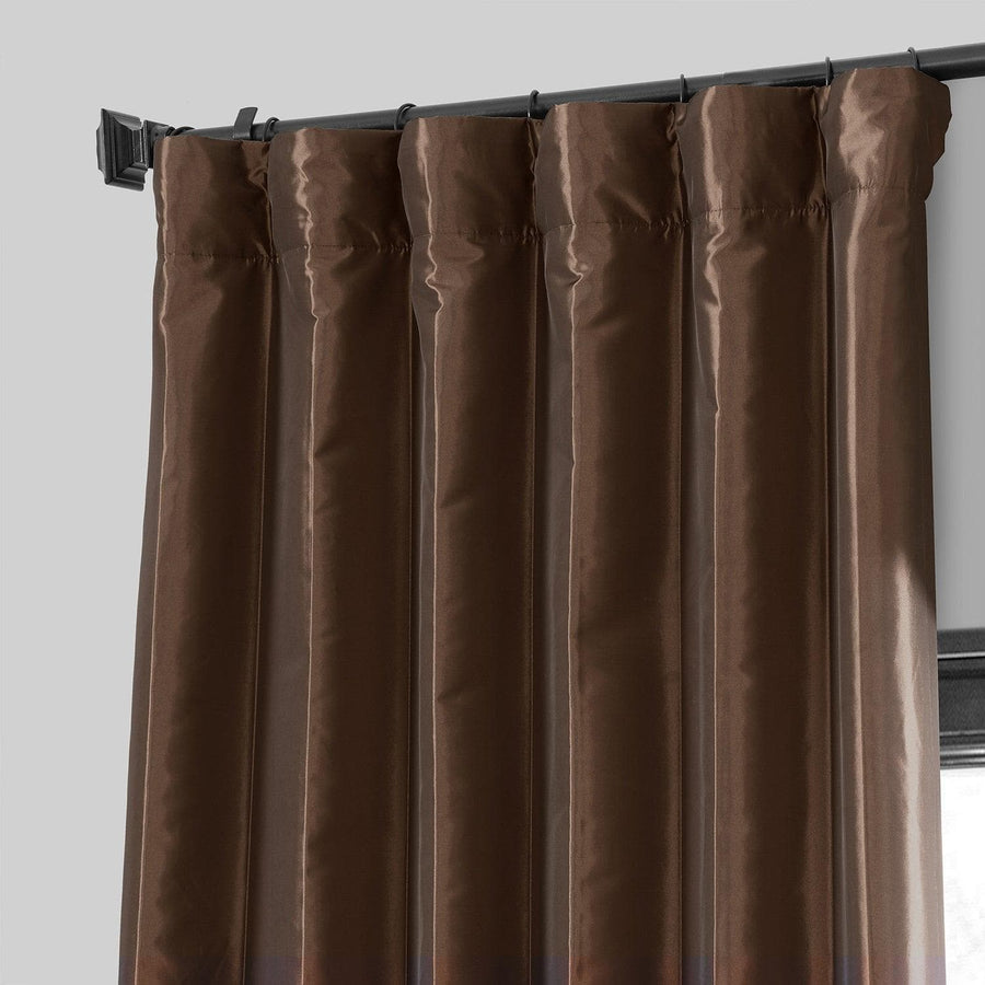 Copper Brown Faux Silk Taffeta Blackout Curtain - HalfPriceDrapes.com