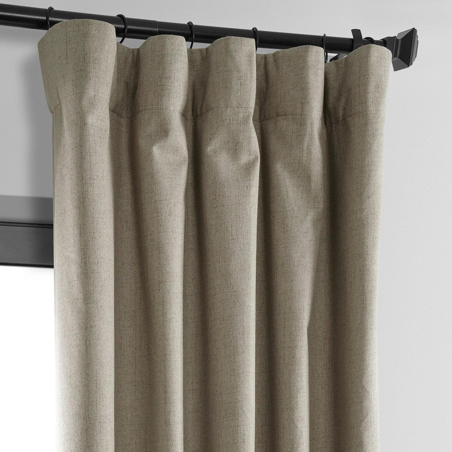Warm Taupe Thermal Cross Linen Weave Blackout Curtain - HalfPriceDrapes.com