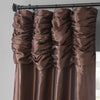 Copper Brown Ruched Solid Faux Silk Taffeta Curtain - HalfPriceDrapes.com
