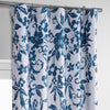 Temple Garden Blue Printed Faux Linen Room Darkening Curtain - HalfPriceDrapes.com