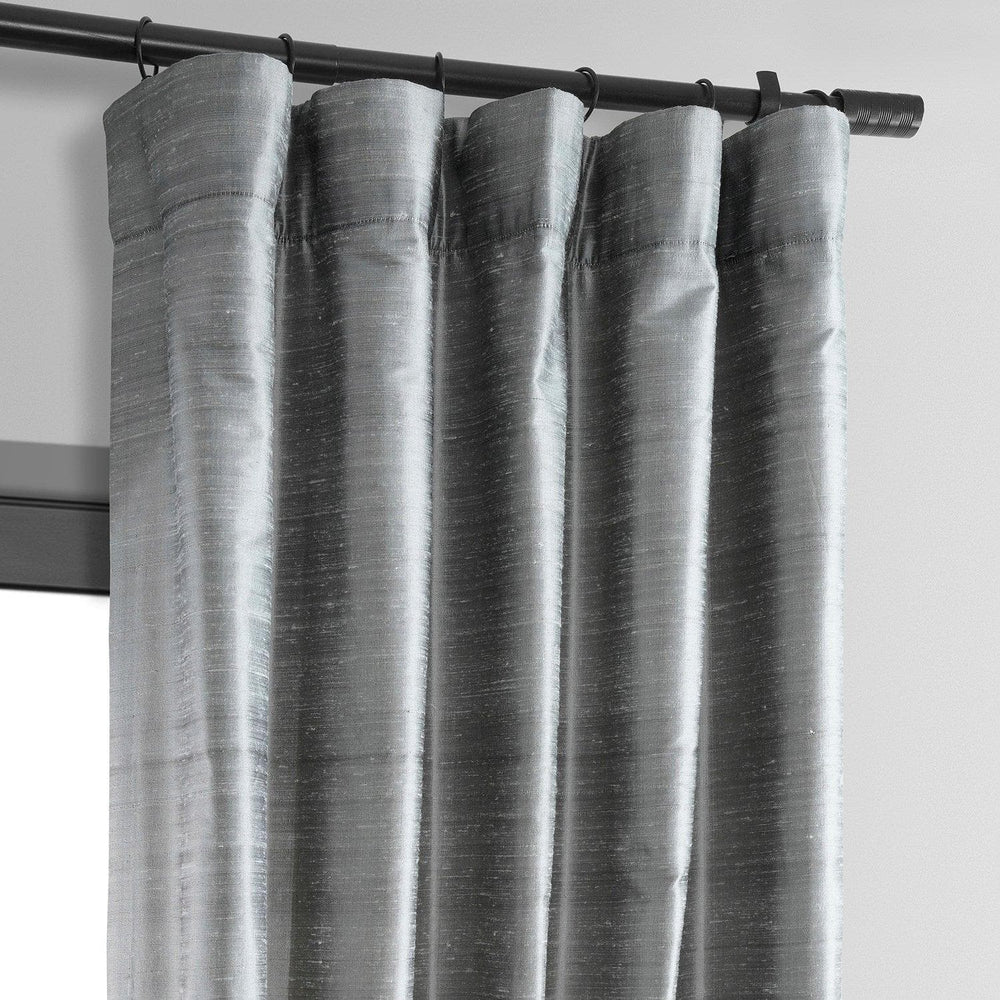 Mineral Grey Textured Dupioni Silk Curtain - HalfPriceDrapes.com