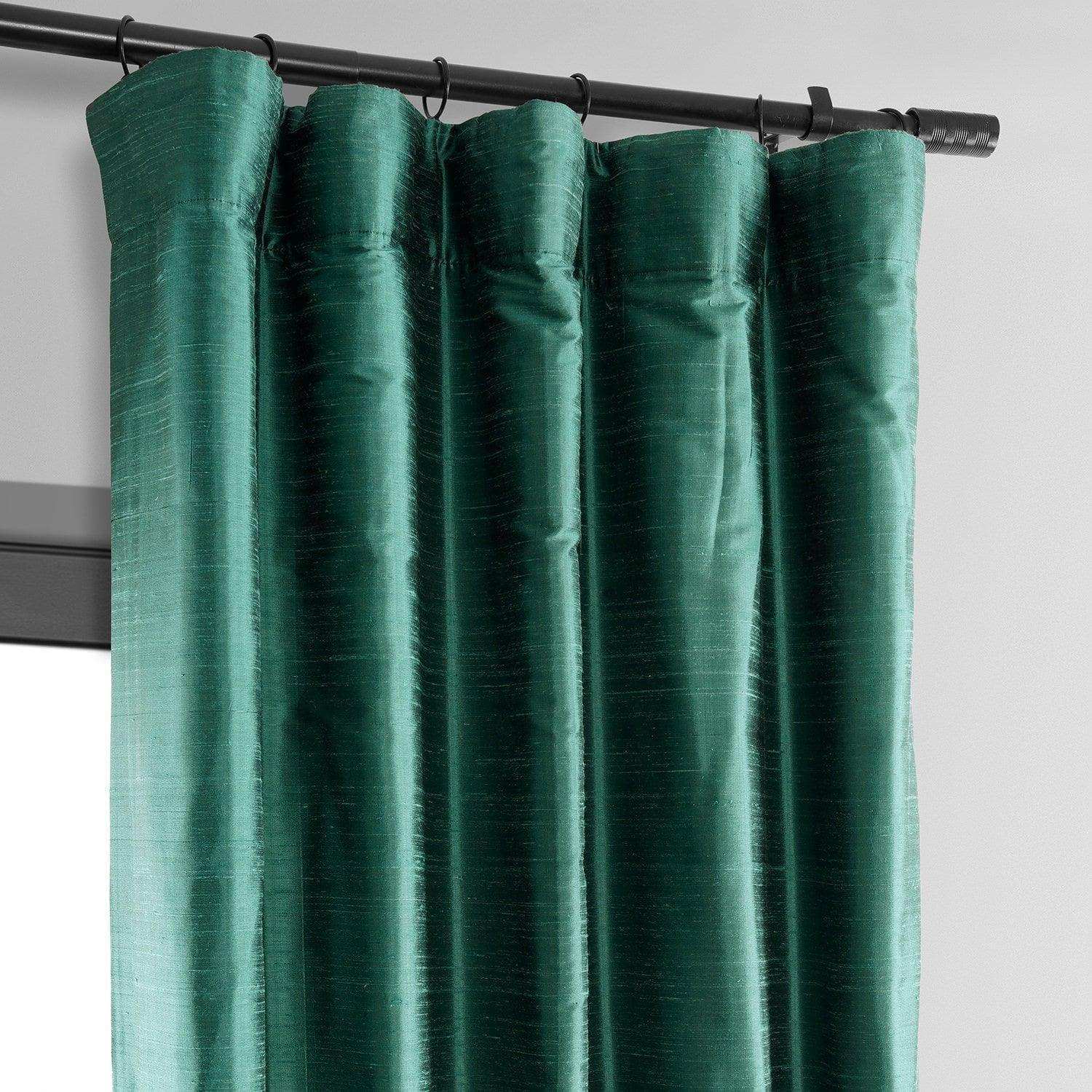 Carnival Green Textured Dupioni Silk Curtain - HalfPriceDrapes.com