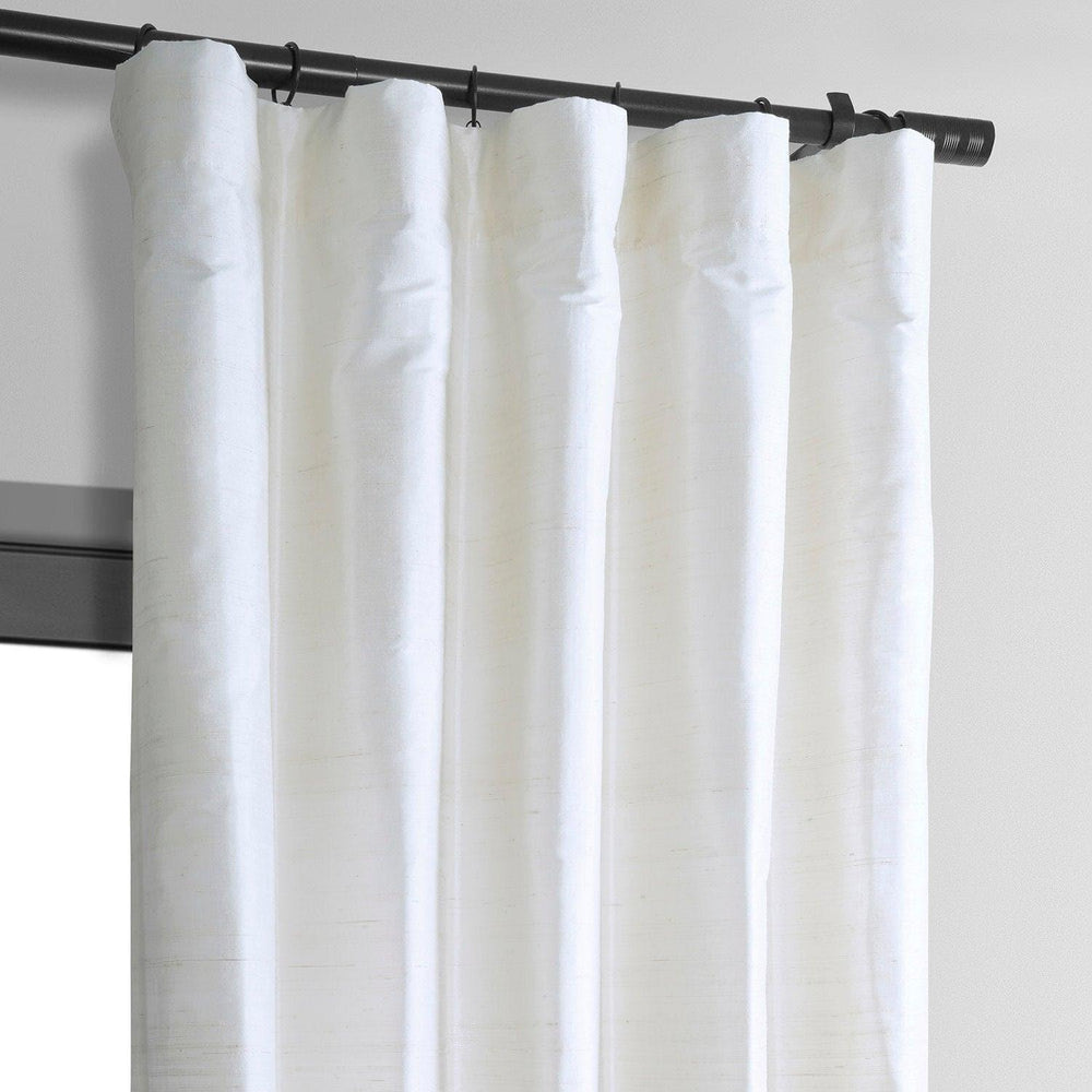 Lily White Textured Dupioni Silk Curtain - HalfPriceDrapes.com