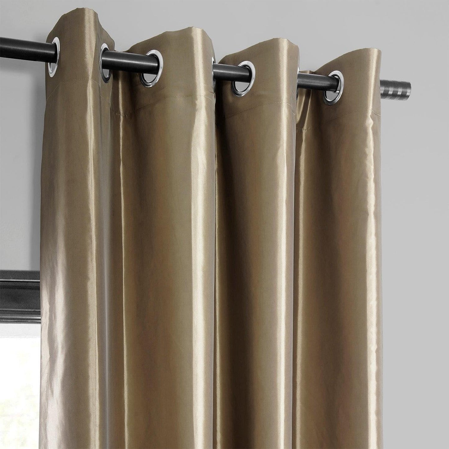 Gold Nugget Grommet Faux Silk Taffeta Blackout Curtain - HalfPriceDrapes.com