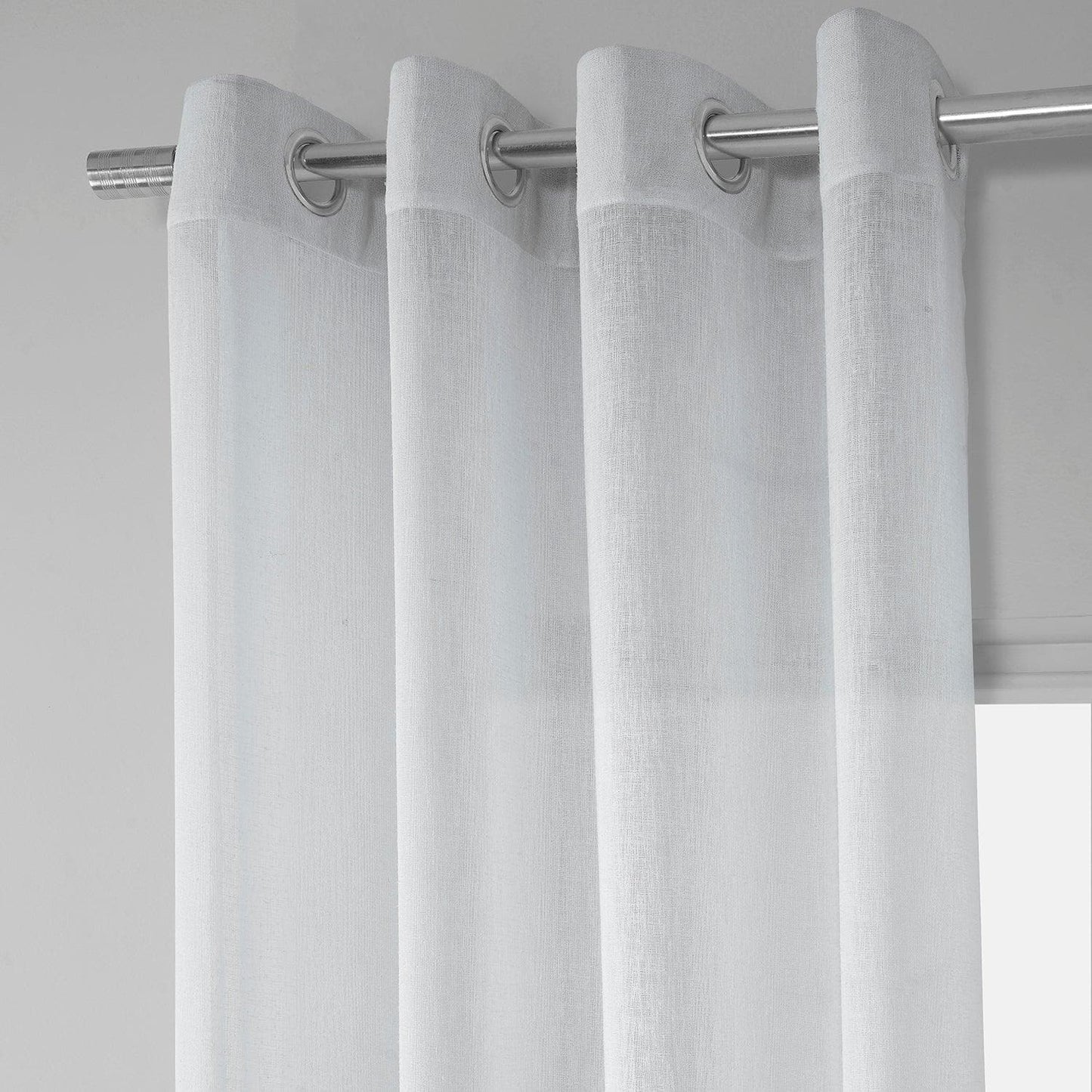 Aspen White Grommet Textured Faux Linen Sheer Curtain - HalfPriceDrapes.com