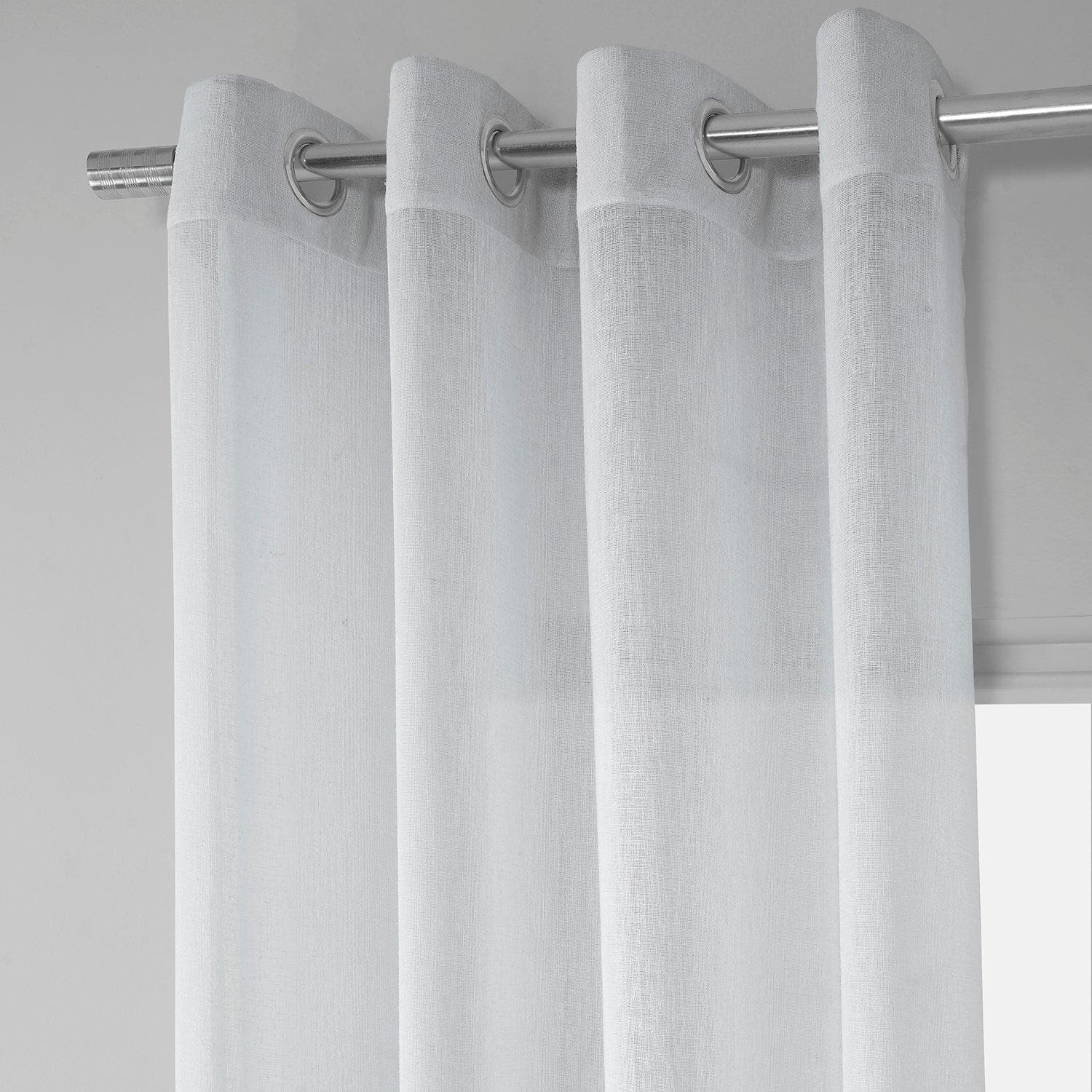 Aspen White Grommet Textured Faux Linen Sheer Curtain - HalfPriceDrapes.com