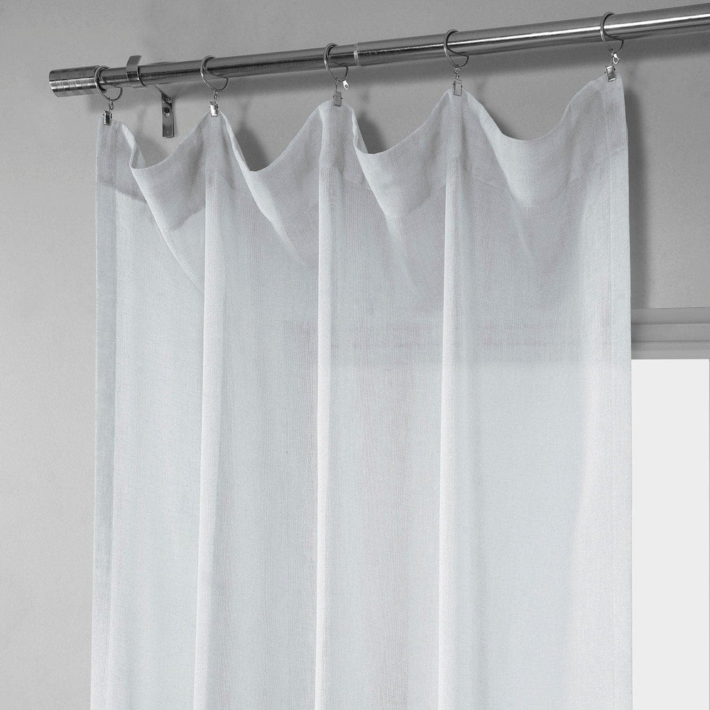 Aspen White Textured Faux Linen Sheer Curtain - HalfPriceDrapes.com