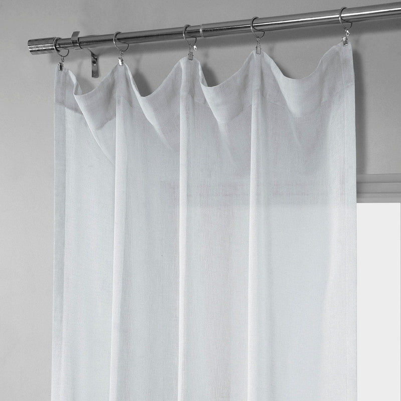 Aspen White Textured Faux Linen Sheer Curtain - HalfPriceDrapes.com