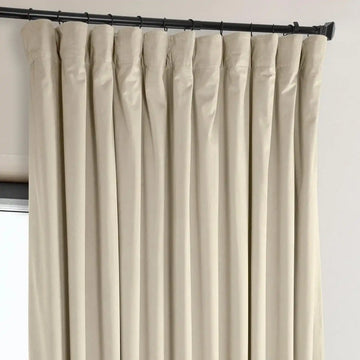 Angora Beige Extra Wide Signature Plush Velvet Hotel Blackout Curtain - HalfPriceDrapes.com