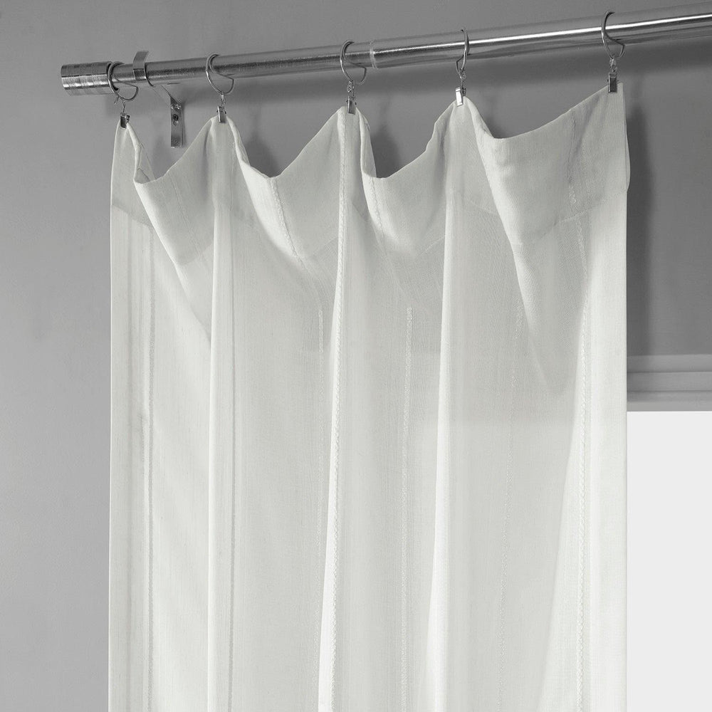 Aruba Cream Striped Linen Sheer Curtain - HalfPriceDrapes.com