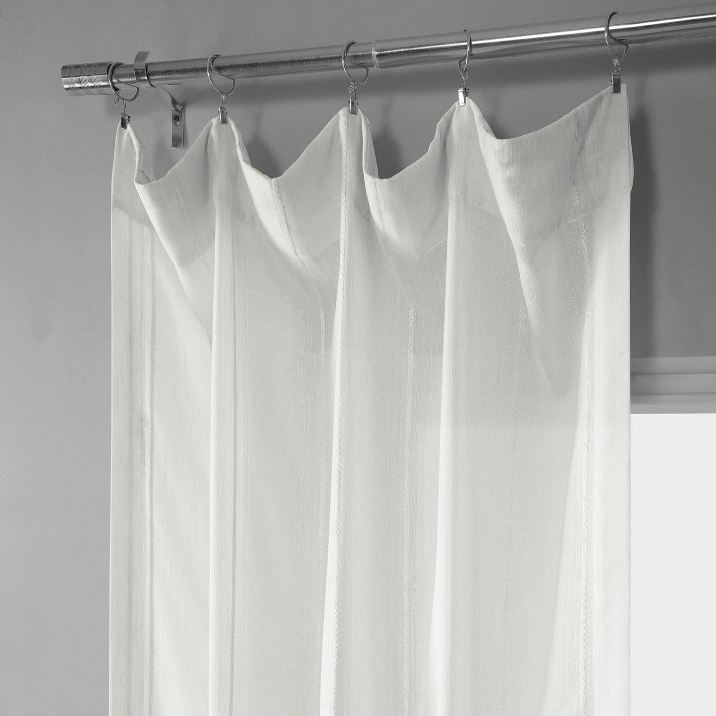 Aruba Cream Striped Linen Sheer Curtain - HalfPriceDrapes.com